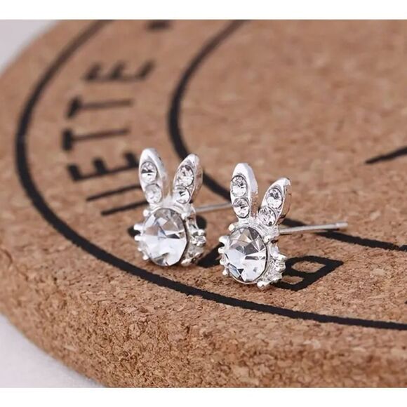 Easter Bunny Rhinestone Stud Earrings Rabbit Design, Simple Alloy Ear‎ Needle - Picture 5 of 11